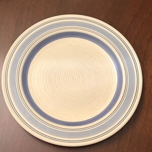 Pfaltzgraff Cream and Blue Dinner Rio Striped Dinner Plate 11 inches